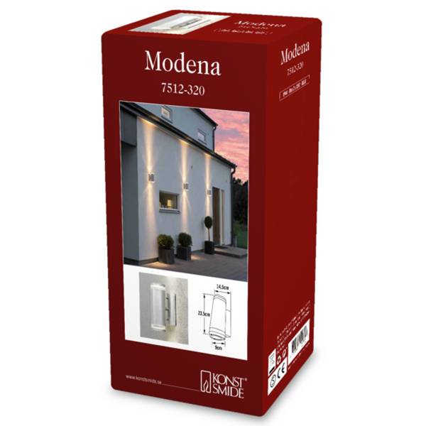 Außenwandleuchte Modena Streifen 1 Aluminium - Silber - 2-flammig