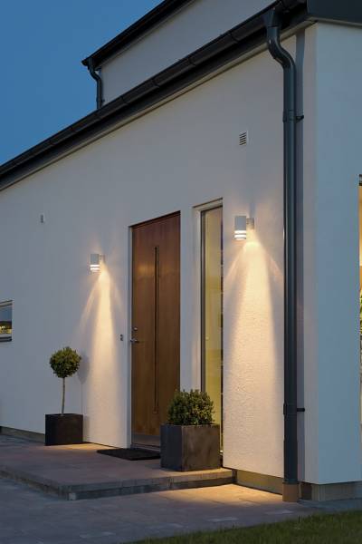 Außenwandleuchte Modena Streifen 2 Aluminium - Weiß - Flammenanzahl: 1