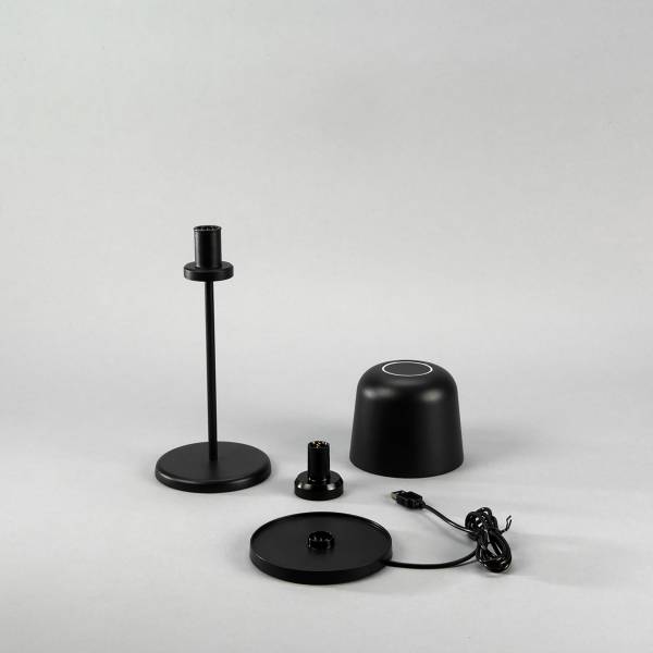 LED-Tischleuchte Biot Aluminium - Schwarz - 1-flammig