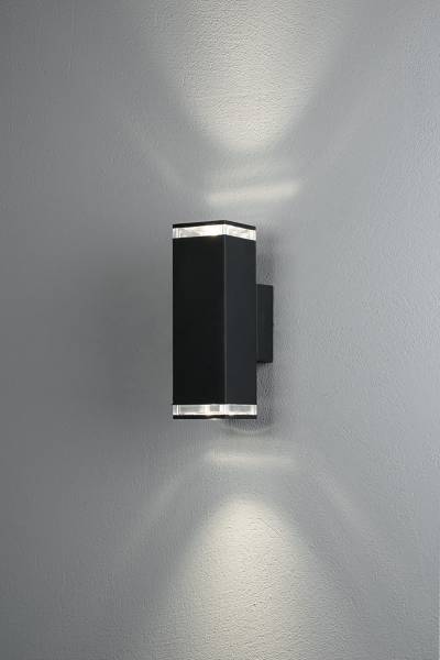 Außenwandleuchte Pollux Aluminium - Schwarz - 2-flammig