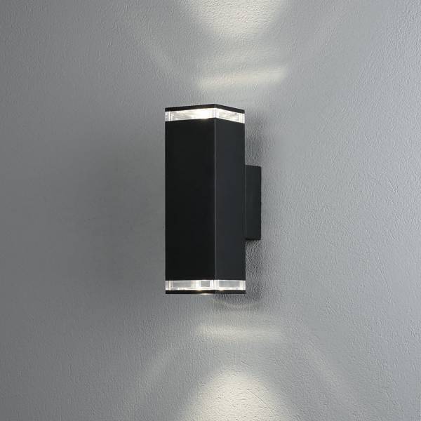 Außenwandleuchte Pollux Aluminium - Schwarz - 2-flammig
