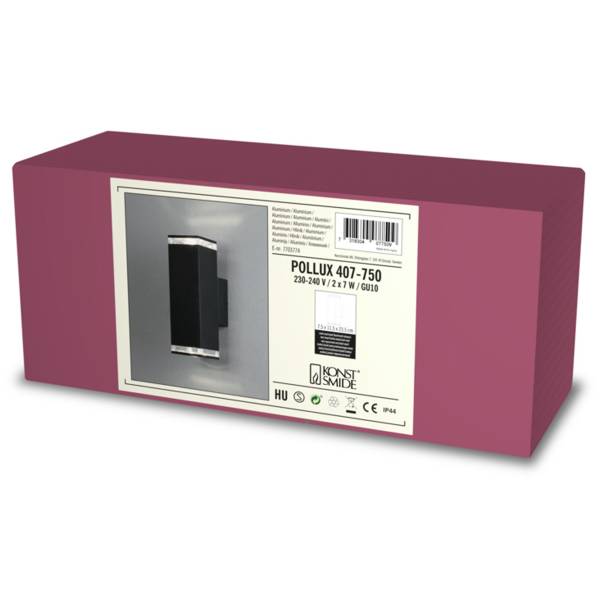 Außenwandleuchte Pollux Aluminium - Schwarz - 2-flammig