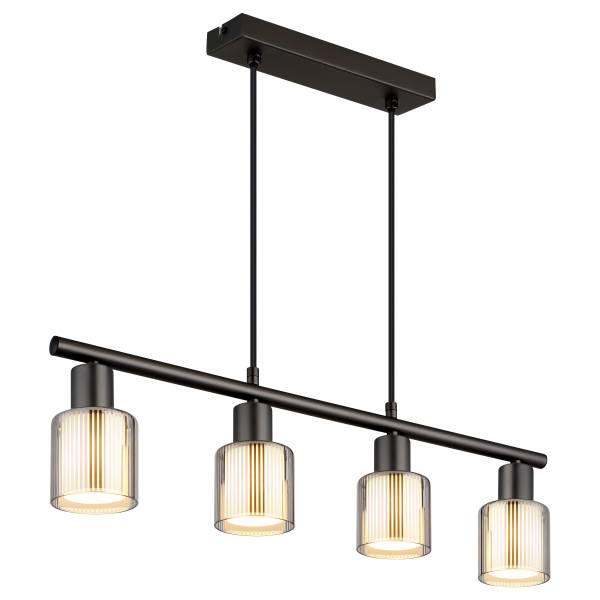 Pendelleuchte Villegas Opalglas / Eisen - 4-flammig