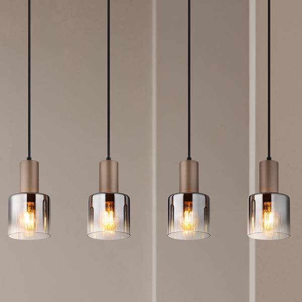 Pendelleuchte Walton Rauchglas / Eisen - 4-flammig