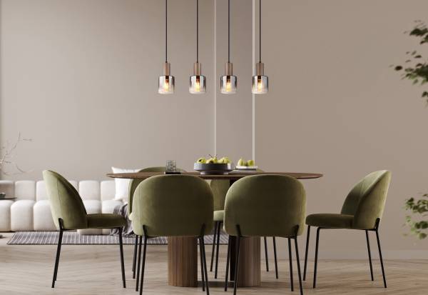 Pendelleuchte Walton Rauchglas / Eisen - 4-flammig