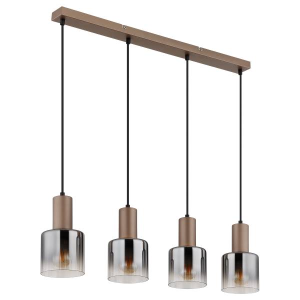 Pendelleuchte Walton Rauchglas / Eisen - 4-flammig