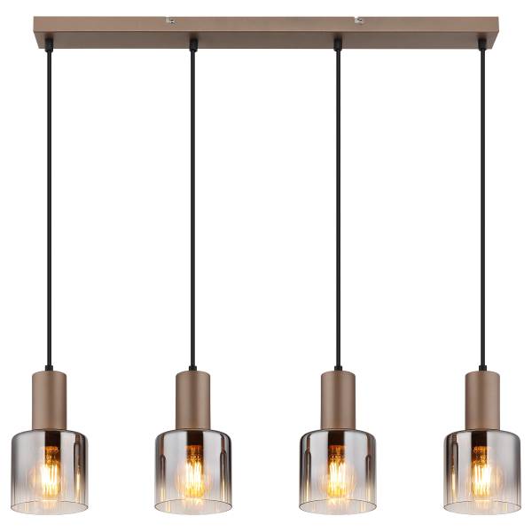 Pendelleuchte Walton Rauchglas / Eisen - 4-flammig