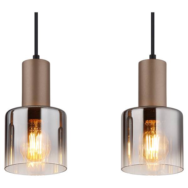 Pendelleuchte Walton Rauchglas / Eisen - 4-flammig
