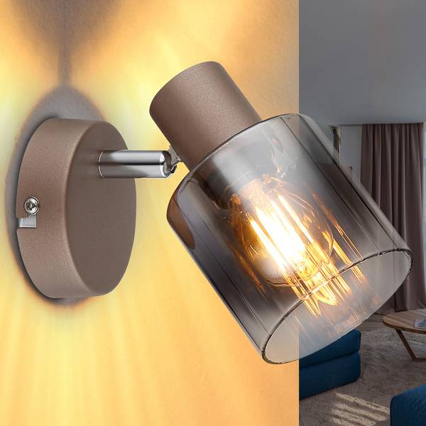 Wandleuchte Walton Rauchglas / Eisen - 1-flammig