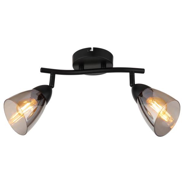 Plafondlamp Paula type B rookglas/ijzer - Aantal lichtbronnen: 2