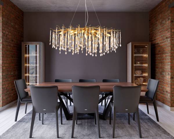 Suspension Gloria Type C Verre cristallin / Acier - 12-flammes