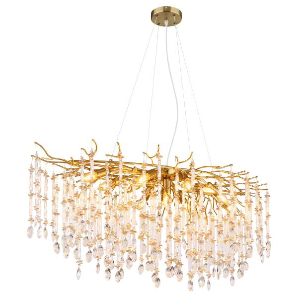 Suspension Gloria Type C Verre cristallin / Acier - 12-flammes