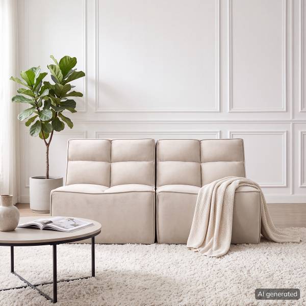 Modulares 2-Sitzer Sofa JUNEE offen Beige - Samt