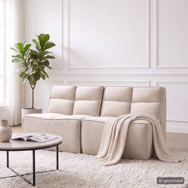 Modulares 2-Sitzer Sofa JUNEE offen Beige - Samt