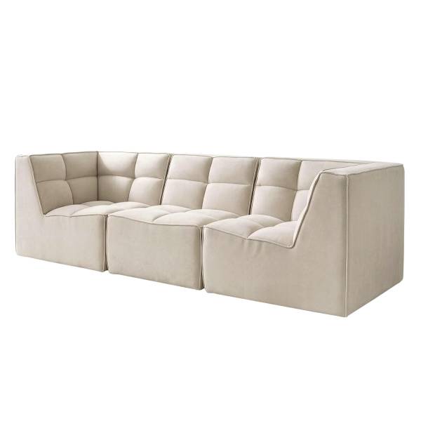 Modulares 3-Sitzer Sofa JUNEE Beige - Samt