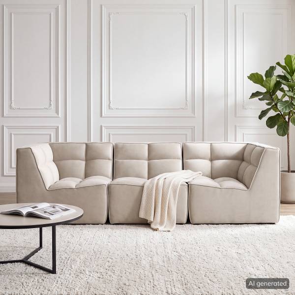Modulares 3-Sitzer Sofa JUNEE Beige - Samt