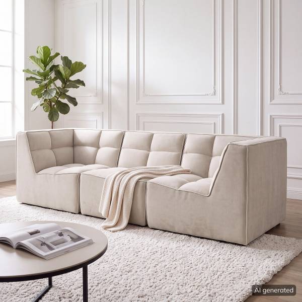 Modulares 3-Sitzer Sofa JUNEE Beige - Samt