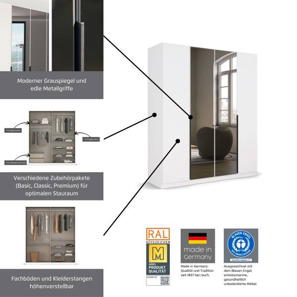 Drehtürenschrank Skyla Typ A Grauspiegel - Kaschmir - 271 x 210 cm - Basic