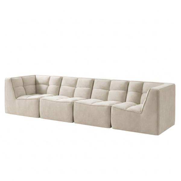 Modulares Ecksofa JUNEE 4-teilig Set B Beige - Samt