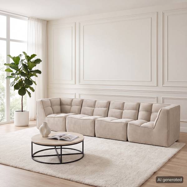 Modulares Ecksofa JUNEE 4-teilig Set B Beige - Samt
