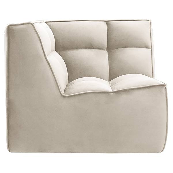 Modulares Ecksofa JUNEE mit Hocker Set B Beige - Samt