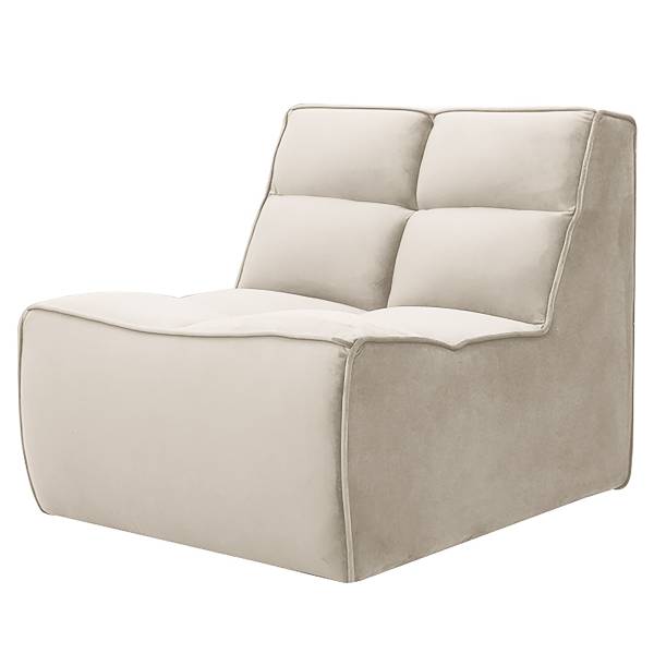 Modulares Ecksofa JUNEE mit Hocker Set B Beige - Samt