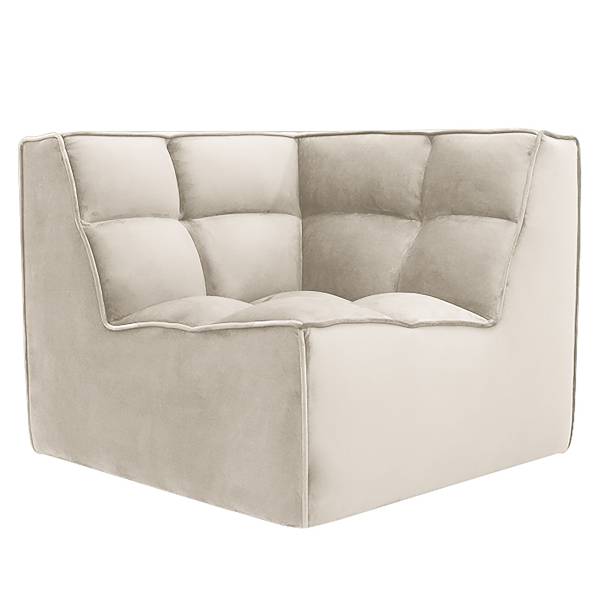 Modulares Ecksofa JUNEE mit Hocker Set C Beige - Samt