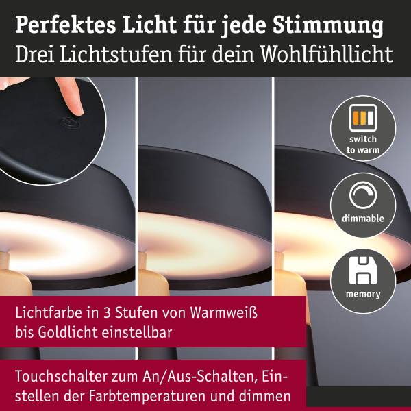 Tischleuchte Lirox Polycarbonat - 1-flammig - Schwarz