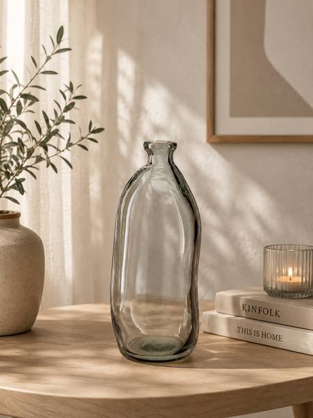 Vase Dahukeng Typ A satiniertes Glas - Grau / Transparent