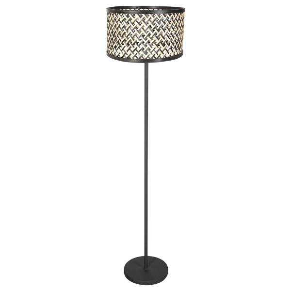 Stehleuchte Noor Typ C Aluminium / Rattan- 1-flammig