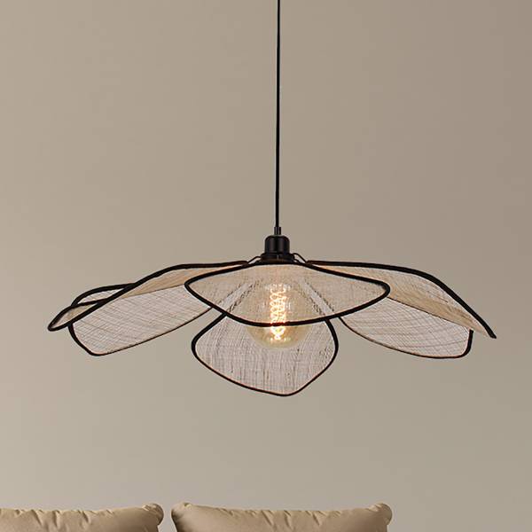 Pendelleuchte LumaFlora Aluminium /  Leinen - 1-flammig