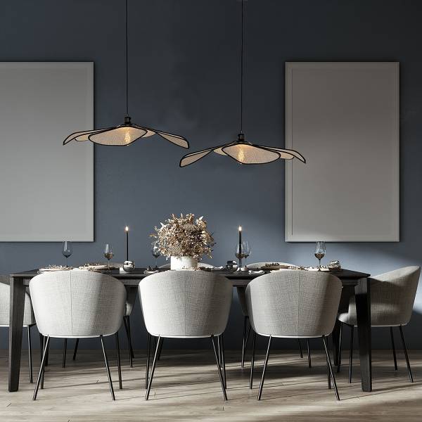 Pendelleuchte LumaFlora Aluminium /  Leinen - 1-flammig