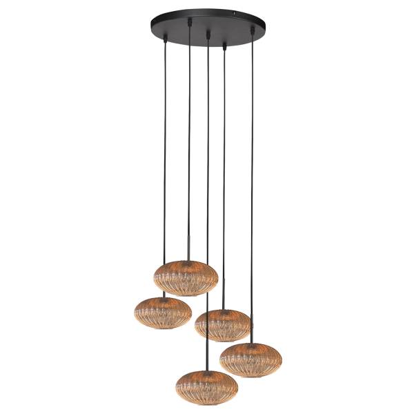 Pendelleuchte HaloSwap Aluminium / Farbglas - 5-flammig