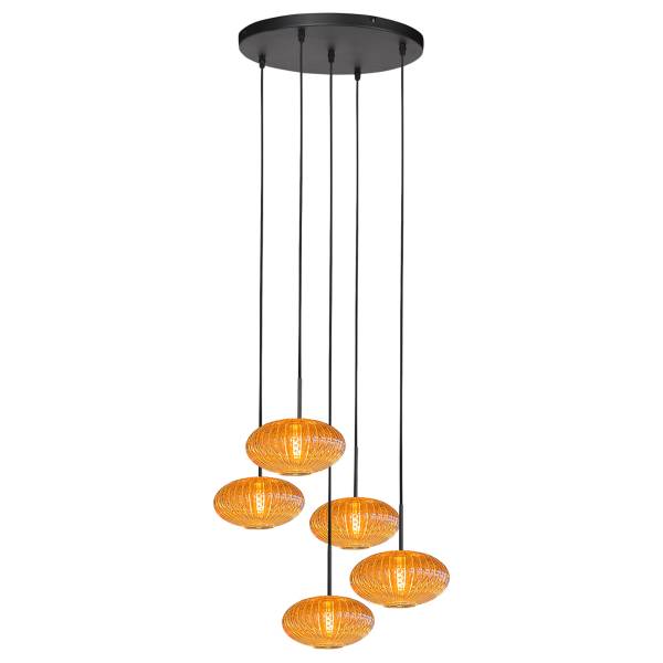 Pendelleuchte HaloSwap Aluminium / Farbglas - 5-flammig