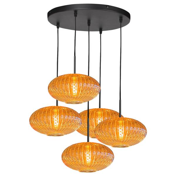 Pendelleuchte HaloSwap Aluminium / Farbglas - 5-flammig
