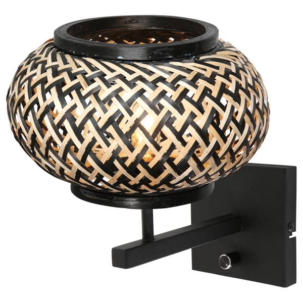 Wandleuchte Steinhauer Typ B Eisen / Rattan- 1-flammig
