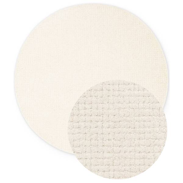 Wollteppich Eloise rund Wolle / Baumwolle - Creme - Durchmesser: 160 cm