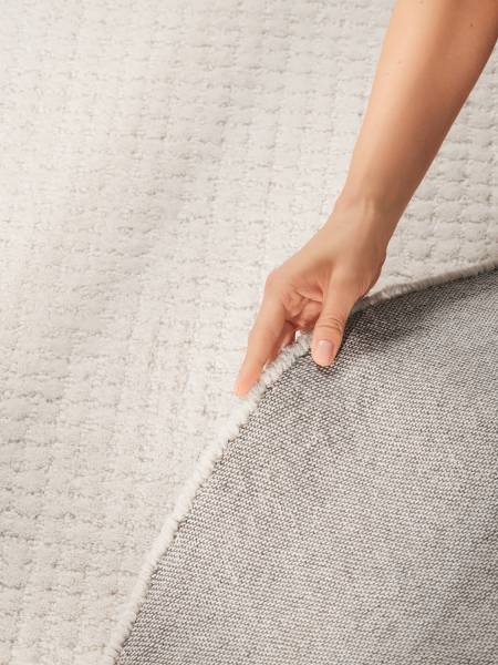 Wollteppich Eloise rund Wolle / Baumwolle - Creme - Durchmesser: 160 cm