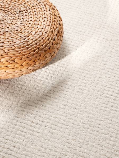 Wollteppich Eloise rund Wolle / Baumwolle - Creme - Durchmesser: 160 cm