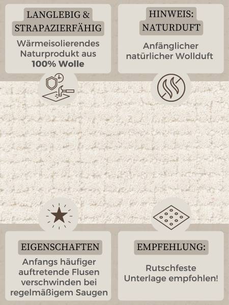Wollteppich Eloise rund Wolle / Baumwolle - Creme - Durchmesser: 160 cm