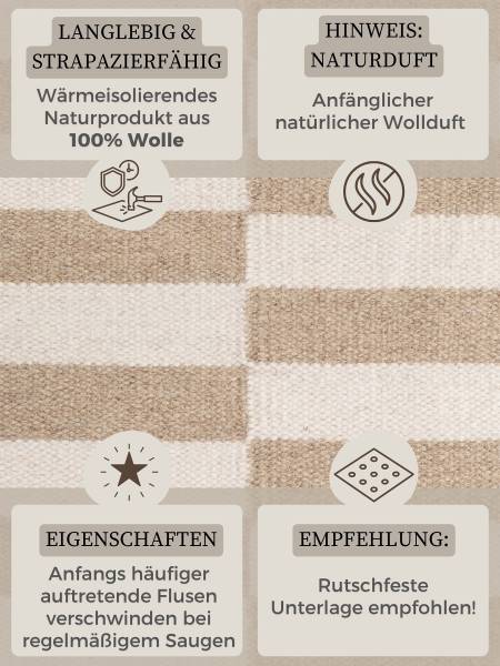 Läufer Vika Wolle - Beige / Weiß