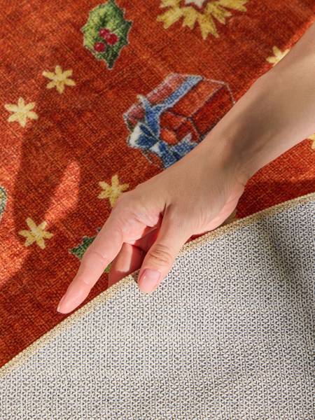 Kurzflorteppich Noel rund Polyester - Rot / Grün - Durchmesser: 160 cm
