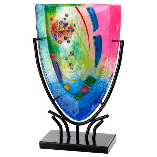 Vase Cool Farbglas / Eisen - Mehrfarbig / Schwarz