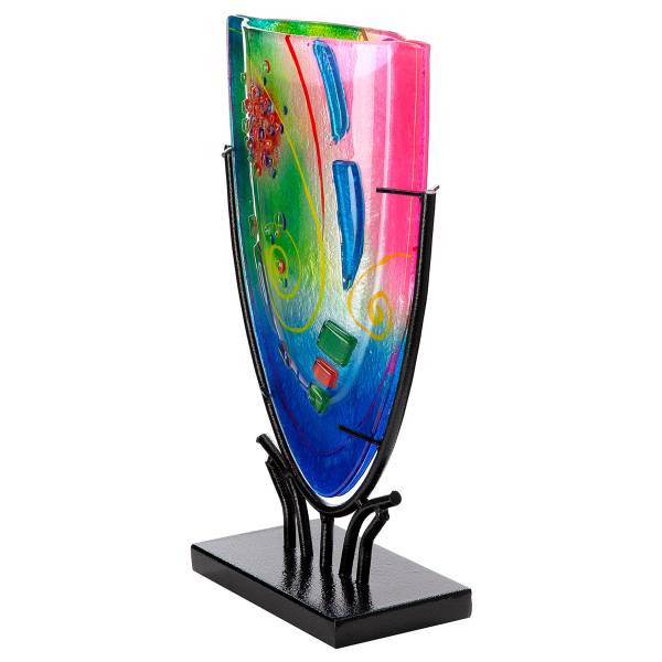 Vase Cool Farbglas / Eisen - Mehrfarbig / Schwarz