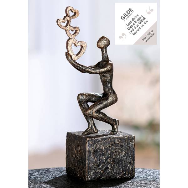 Figur Flying Hearts Kunstharz - Bronze
