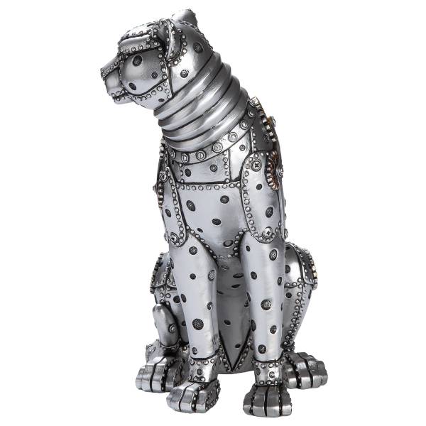 Figur Steampunk Leopard Kunstharz - Silber / Gold / Schwarz
