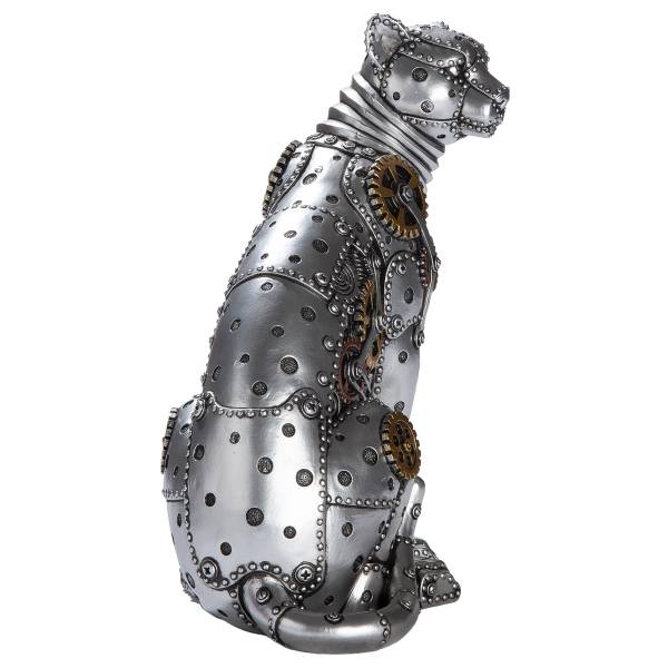 Figur Steampunk Leopard Kunstharz - Silber / Gold / Schwarz