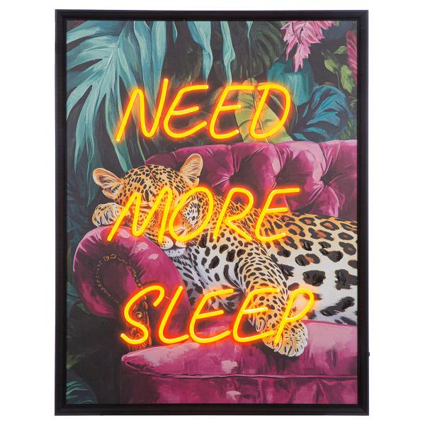 Leinwandbild Need more sleep Canvas / Kunstharz - Mehrfarbig / Gelb / Lila / Grün