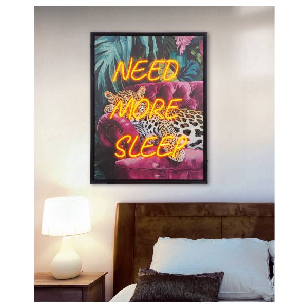 Leinwandbild Need more sleep Canvas / Kunstharz - Mehrfarbig / Gelb / Lila / Grün