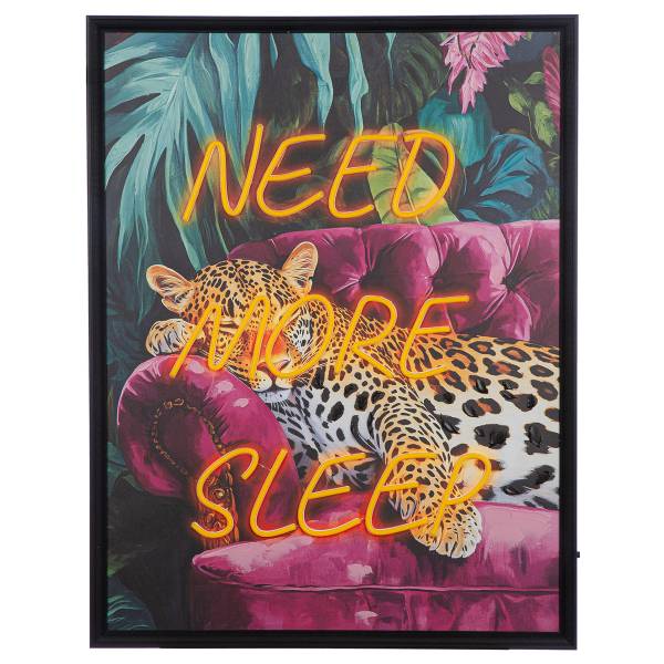 Leinwandbild Need more sleep Canvas / Kunstharz - Mehrfarbig / Gelb / Lila / Grün